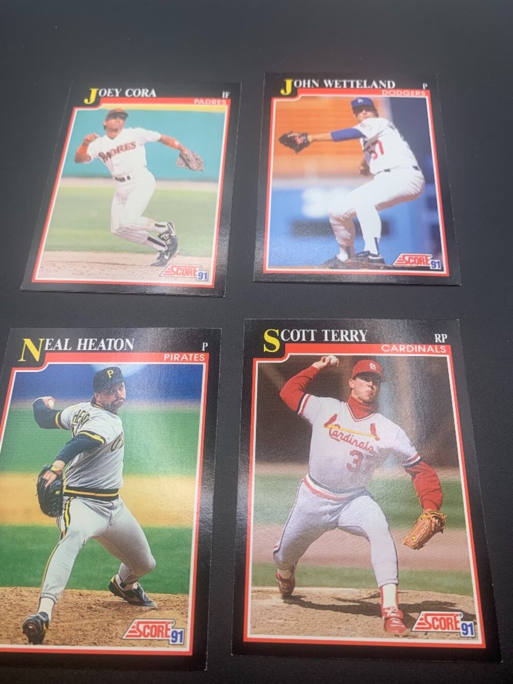 Lot of 4 1991 Score Misc Baseball Trading Cards Feat John Wetteland